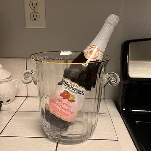 Vintage Crystal Glass Champagne Bucket With Gold Rim